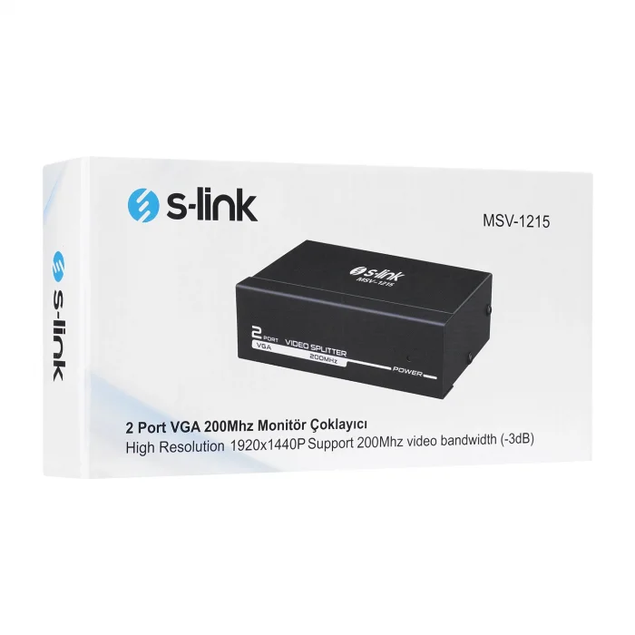 S-LINK MSV-1215 2 Port VGA Monitör Çoklayici (150 MHZ)