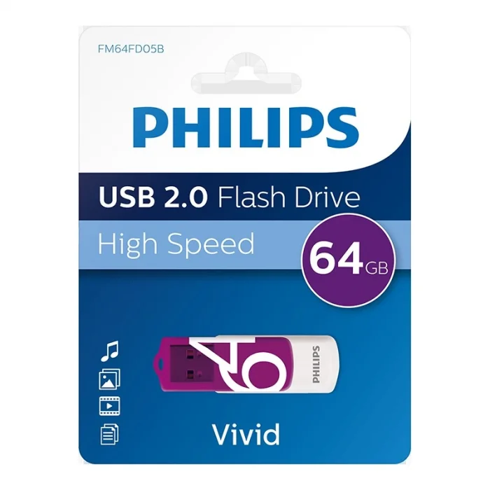 PHILIPS FM64FD05B/00 64GB USB2.0 Mor/Beyaz USB Bellek