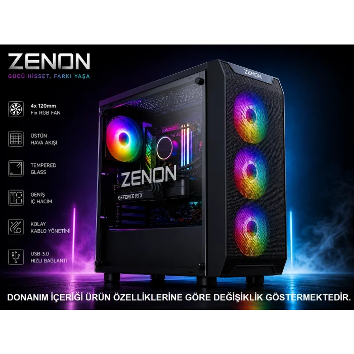 ZENON Gaming ZG-176 Ultra 5 225F 16GB 1TB SSD 8gb RTX5060 DOS Masaüstü Oyun Bilgisayarı (3 Yıl Garanti)