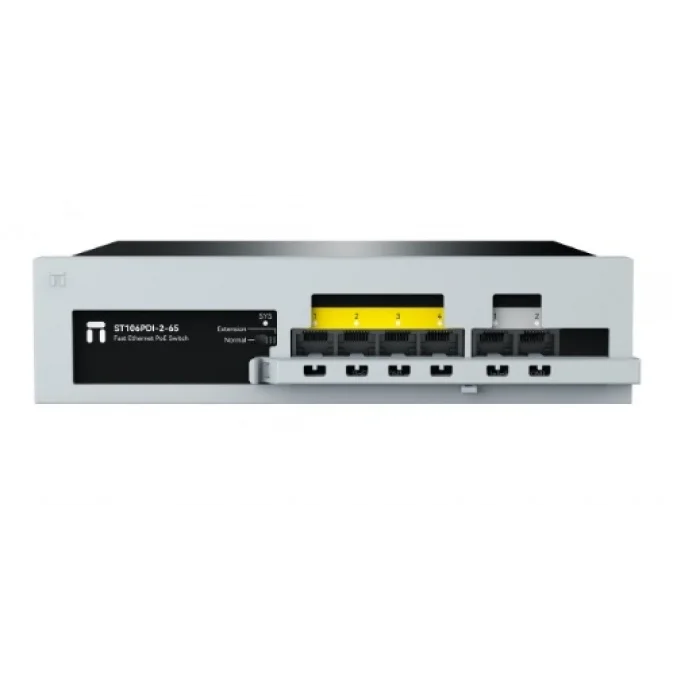STONET ST106PDI 6 Port Mbit 4 Port Poe 65W 2xMbit Uplink Yönetilemez Metal Kasa Switch