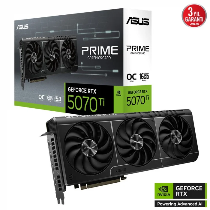 ASUS PRIME-RTX5070TI-O16G 16GB Geforce RTX5070Ti GDDR7 256bit 2xHDMI 3xDP 16x Ekran Karti (ARGB)