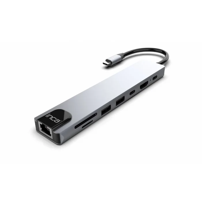 INCA ITPC-7T 8 Port Type-C Hub+Çevirici Aluminyum Çoklayici