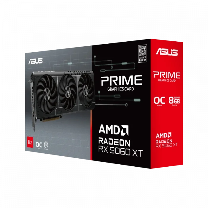 ASUS PRIME-RX9060XT-O8G 8GB AMD RX9060XT GDDR6 128bit 2xDP 1xHDMI 16x Ekran Karti