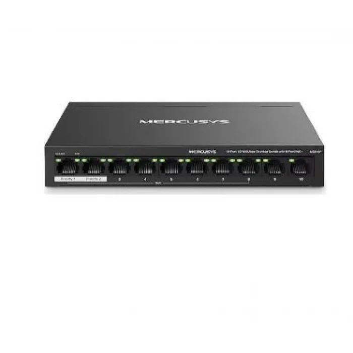 TP-LINK MERCUSYS MS110P 10 Port Mbit 8 Port PoE+ 65W 2xMbit Uplink Desktop Yönetilemez Çelik Kasa Switch