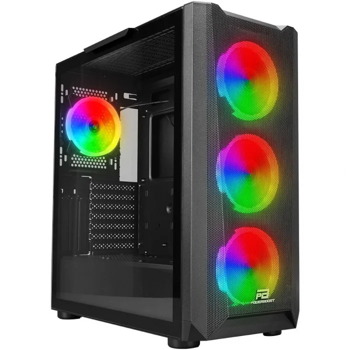 POWER BOOST VK-W001B Powersiz Siyah Mesh ARGB Ring Fanli Full Tower E-ATX Kasa