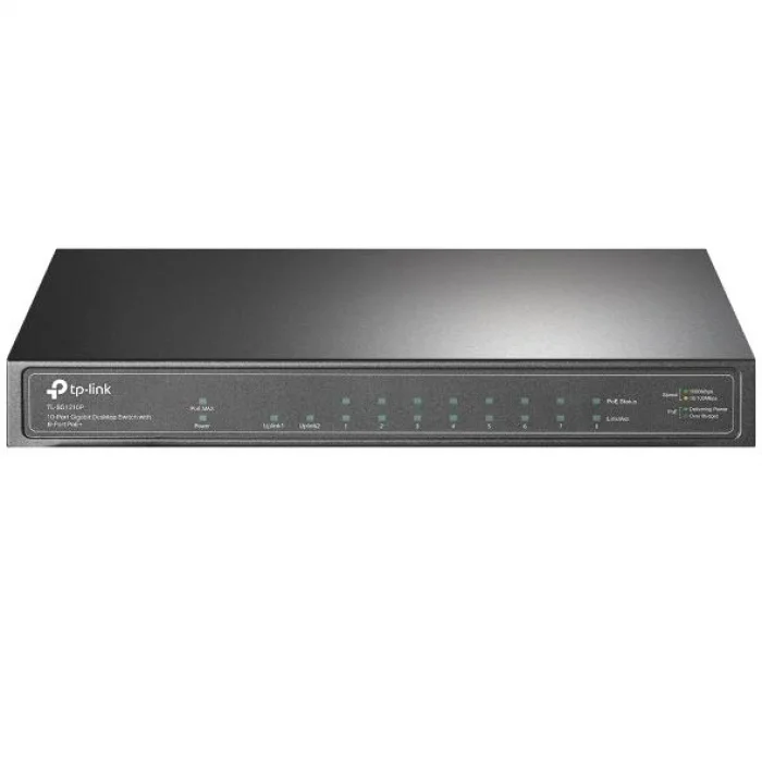 TP-LINK TL-SG1210P 10 Port Gbit 8 Port PoE+ 63W 1xGbit+1xSFP Uplink Desktop Yönetilemez Switch