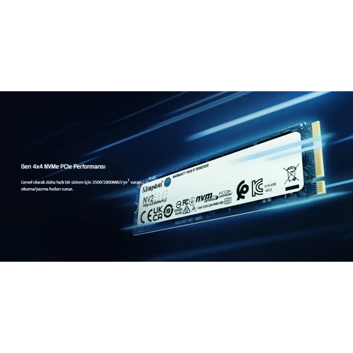 KINGSTON SNV2S/2000G NV2 M.2 2TB (3500/2800MB/s) PCIe + NVMe SSD Disk (22x80MM) Kutusuz