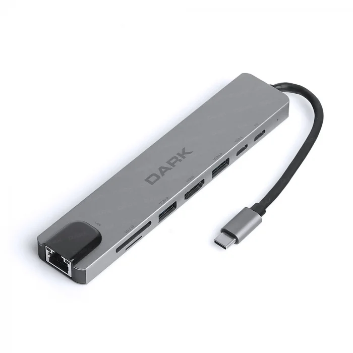 DARK DK-AC-U31X40 USB 3.1 Type-C 8 in Ethernet / HDMI / TF SD Kart USB 3.0 - USB 2.0 / USB-C Dönüstürücü Çevirici HUB
