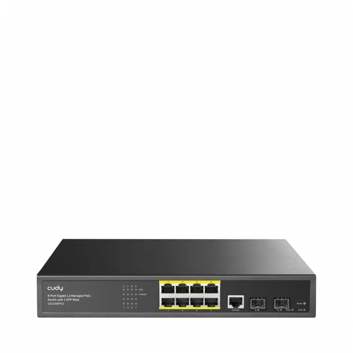 CUDY GS2008PS2 8 Port Gbit 8 Port PoE+ 120W 2xSFP Desktop/Rackmont Yönetilebilir (L2) Metal Kasa Switch