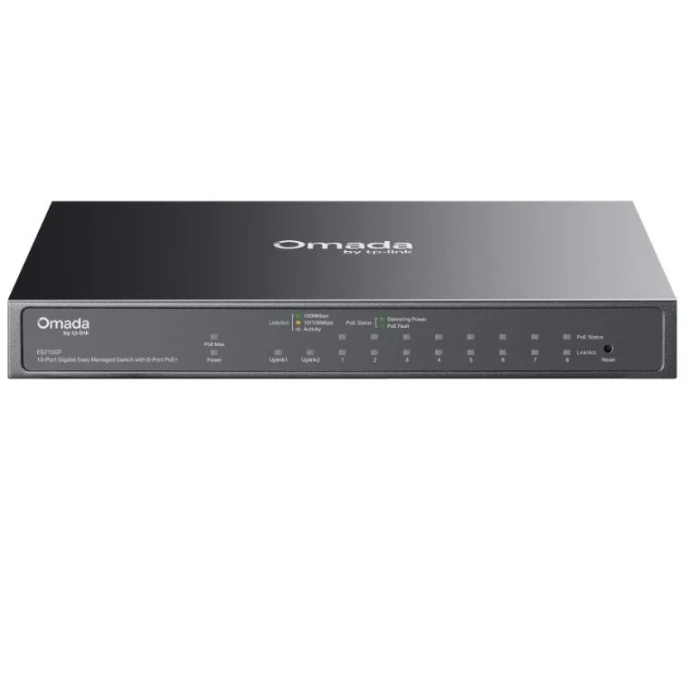 TP-LINK OMADA ES210GP 10 Port Gbit 8 Port PoE+ 63W 1xGbit+1xSFP Uplink Desktop Yönetilebilir Switch