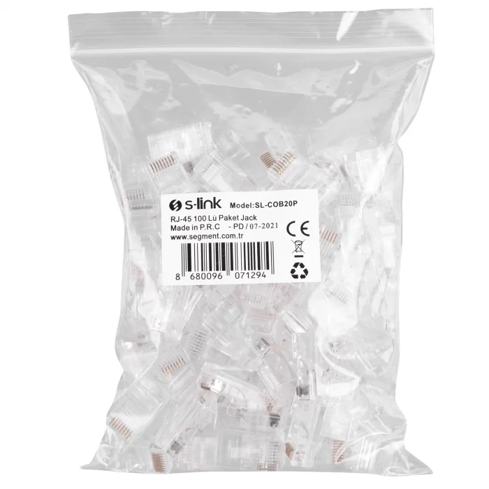 S-LINK SL-COB20P CAT6 UTP Yeni Nesil RJ45 Konnektör (100 Adet)