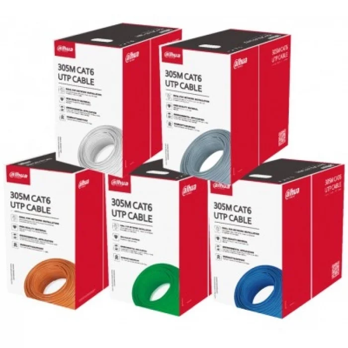 DAHUA PFM920-6UN-(PE) Outdoor Cat6 UTP 305 Metre 24AWG 0,53mm Network Kablosu Saf Bakır Outdoor Siyah Renk