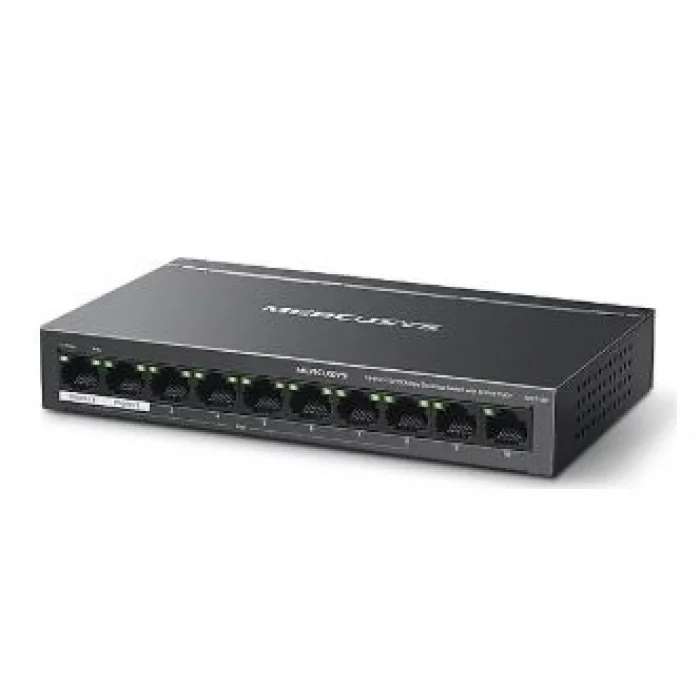 TP-LINK MERCUSYS MS110P 10 Port Mbit 8 Port PoE+ 65W 2xMbit Uplink Desktop Yönetilemez Çelik Kasa Switch