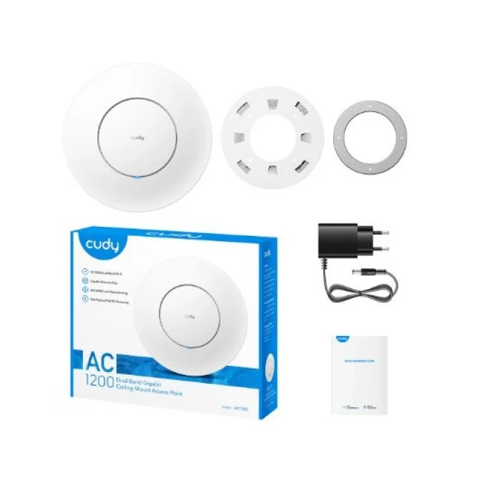 CUDY AP1300 1 Port 10/100/1000Mbps AC1200 4 Anten Tavan Tipi Access Point