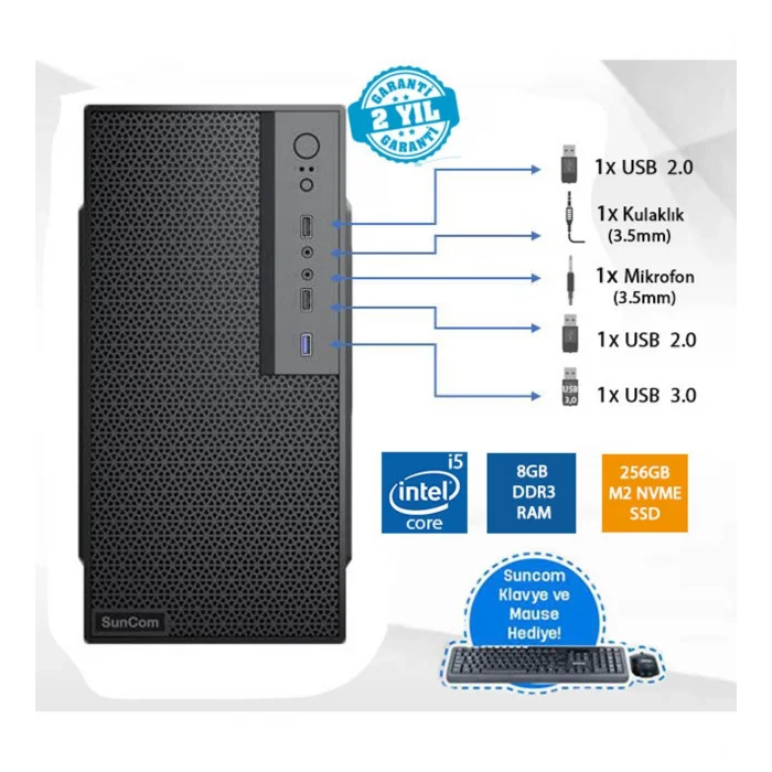 SUNCOM Force SC3-104V2 i5-2400 8GB 256GB SSD O/B DOS Masaüstü PC