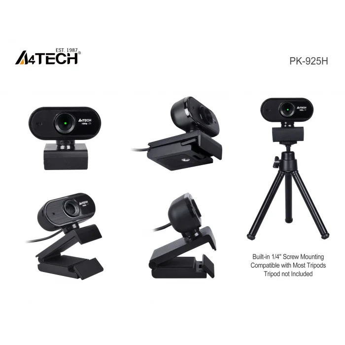 A4 TECH PK-925H 16MP 1080P HD Mikrofonlu Siyah Webcam
