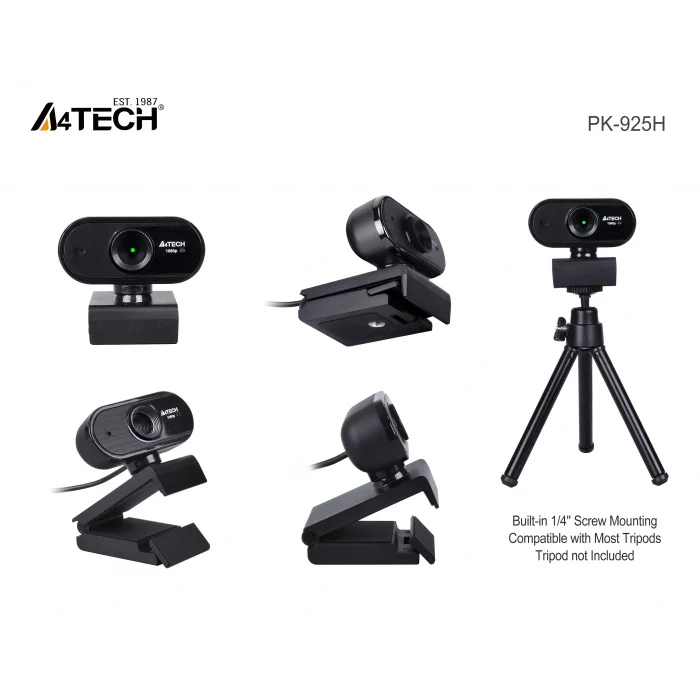 A4 TECH PK-925H 16MP 1080P HD Mikrofonlu Siyah Webcam