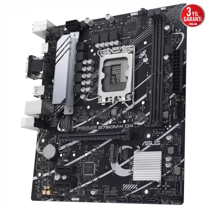 ASUS PRIME B760M-K D4 B760 DDR4 Vga GLan 2.5G mATX HD US32 M2 RGB 1700p Anakart