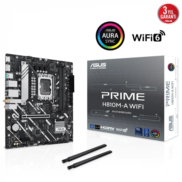 ASUS PRIME H810M-A WIFI H810 DDR5 (Vga Yok) GLan mATX HD DP M2 Wifi BT AURA 1851p Anakart