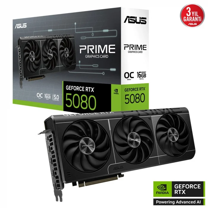 ASUS PRIME-RTX5080-O16G 16GB Geforce RTX5080 GDDR7 256bit HDMI 3xDP 16x Ekran Kartı (ARGB)