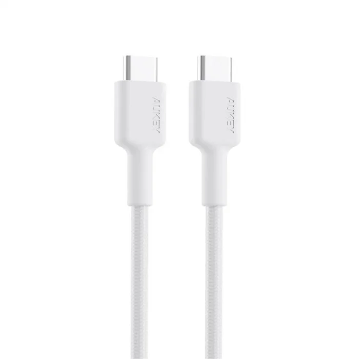 AUKEY CB-CD45-WH PD NAYLON ÖRGÜLÜ TYPE-C TYPE-C ŞARJ KABLOSU 0.9MT