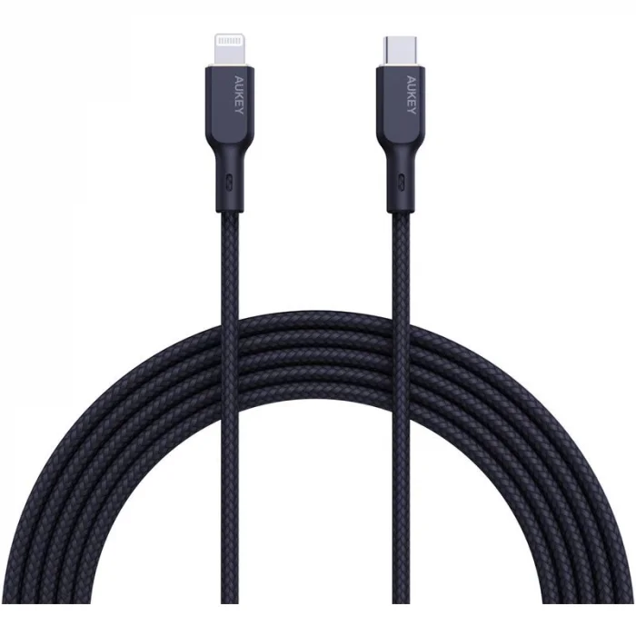 AUKEY CB-NCL1-BK NAYLON ÖRGÜLÜ 3A 480MBPS TYPE-C LIGHTNING KABLOSU 1.8MT
