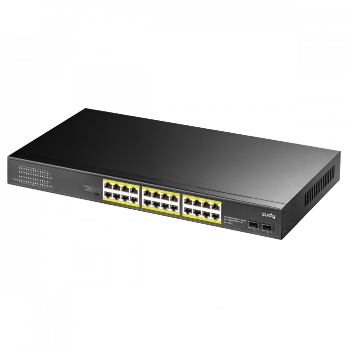 CUDY GS1028PS2 24 Port Gbit 24 Port PoE+ 300W 2xSFP Uplink Rackmount Yönetilemez Switch