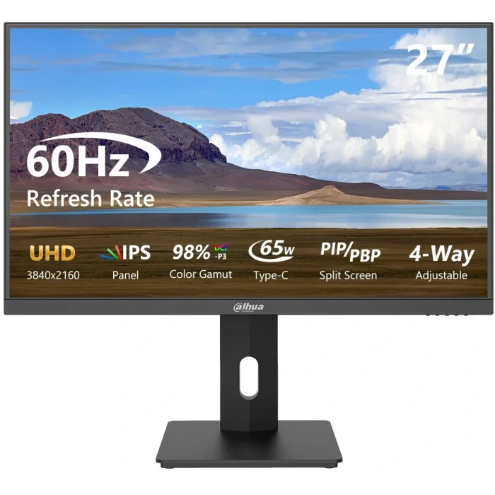 DAHUA LM27-U401A 27 LED IPS 5ms 60Hz 3840x2160 UHD 4K HDMI DP TYPE-C USB (Vesa) Pivot Siyah Monitör