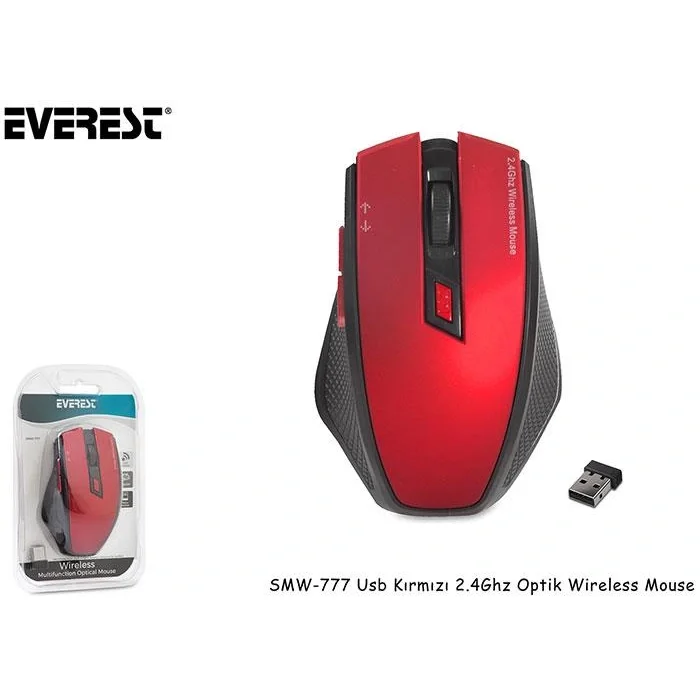 EVEREST SMW-777 USB Kablosuz 2.4Ghz Kırmızı Mouse