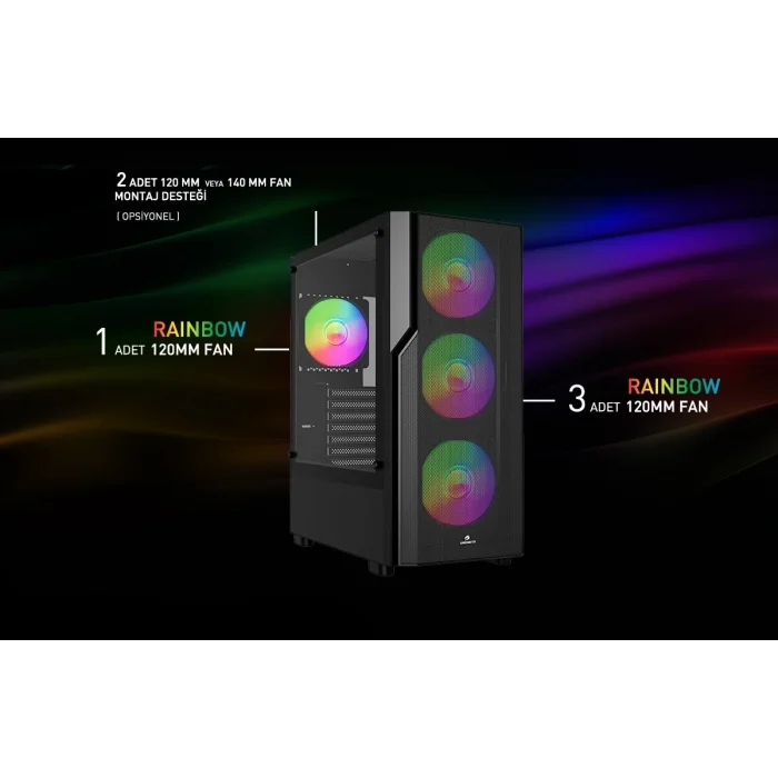 GAMEBOOSTER CRUX E650B 650W 80+ Siyah Mesh Panel Full Tower E-ATX Kasa