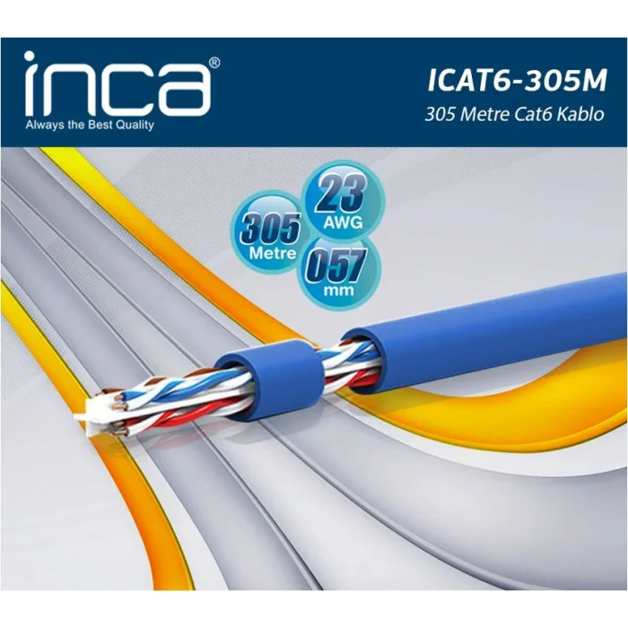INCA ICAT6-305M CAT6 UTP 305 Metre 23 AWG 0.57MM Network Kablosu