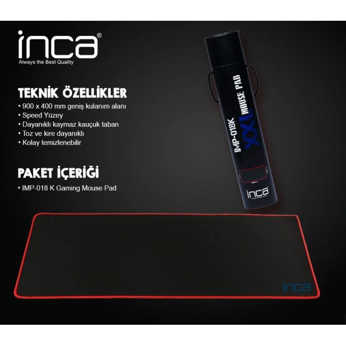 INCA IMP-018K GAMING XXL 900*400 Siyah Mouse Pad