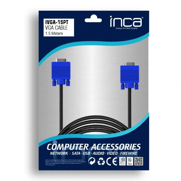 INCA IVGA-15PT 1.5 Mt 15E/15E Monitör Kablosu