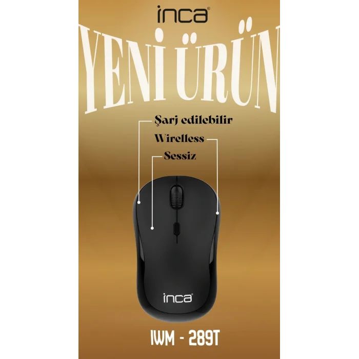INCA IWM-289T Kablosuz siyah Ergonomic Design Şarjlı Mouse