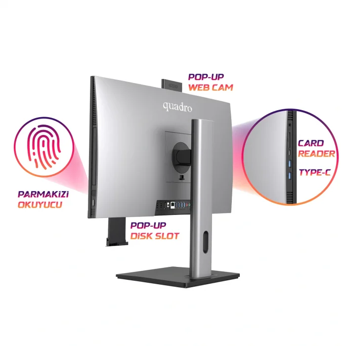 QUADRO EXPANSE AI B224 25165 i5-12450H 16GB 512GB SSD 23.8 DOS All in One PC P.İzi (Pivot)