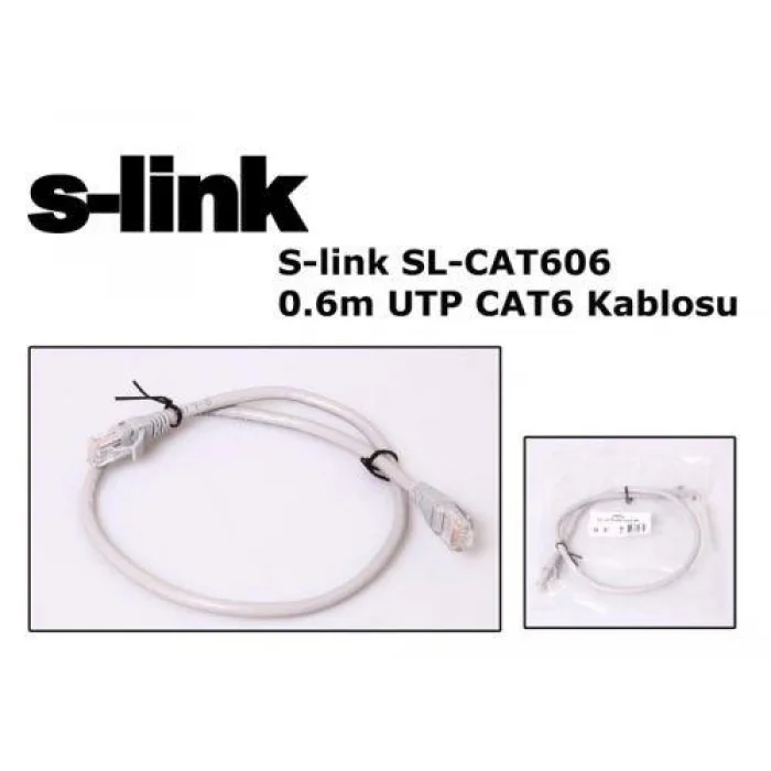 S-LINK SL-CAT606 CAT6 UTP 0.6 Metre Gri Patch Cord