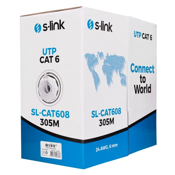 S-LINK SL-CAT608 CAT6 UTP 305 Metre 24 AWG 0.50 mm Network Kablosu