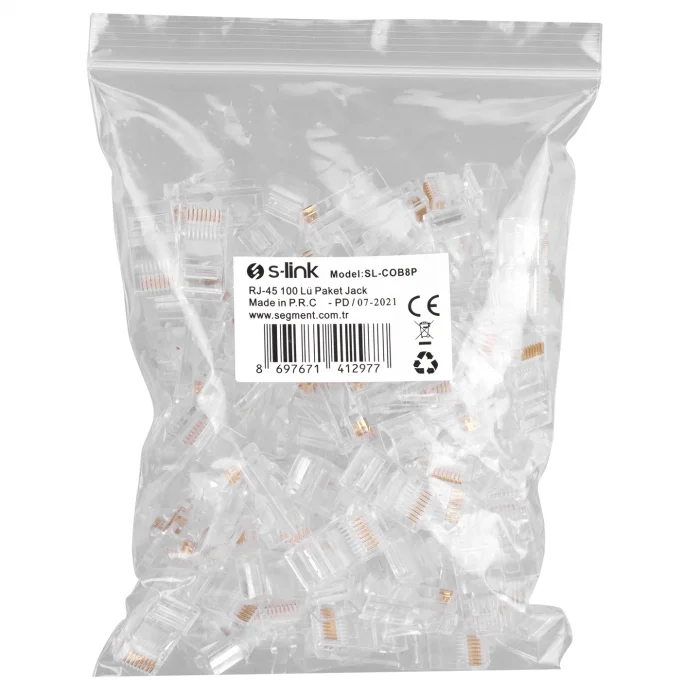 S-LINK SL-COB8P CAT5 UTP Plastik Konnektör 100 lü paket