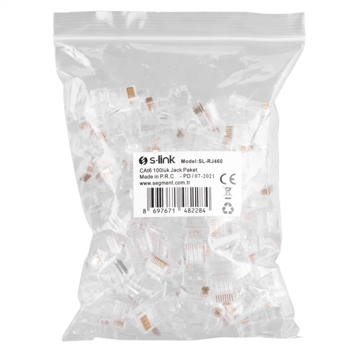 S-LINK SL-RJ460 CAT6 UTP Konnektör 100 lü paket