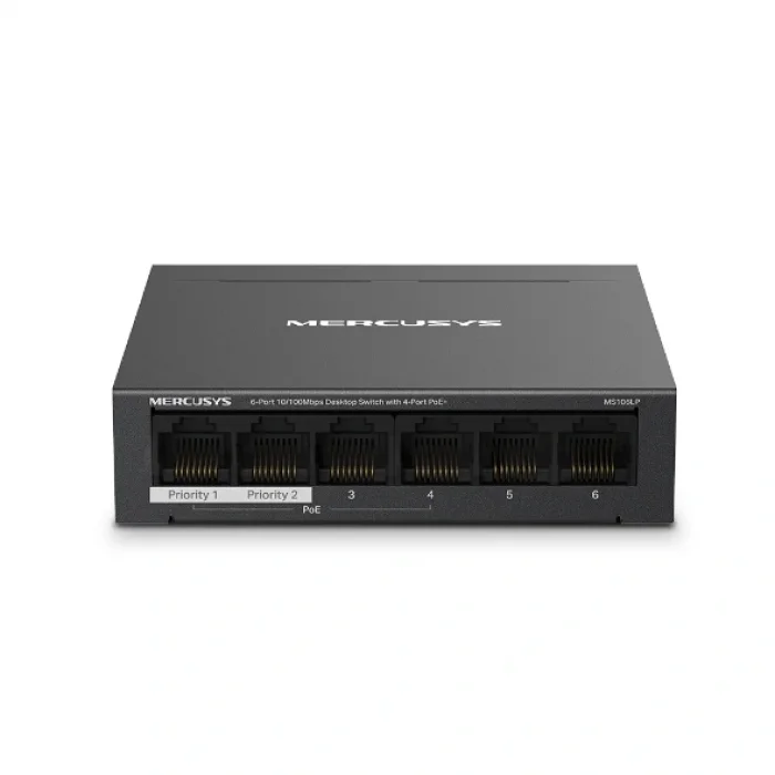 TP-LINK MERCUSYS MS106LP 6 Port Mbit 4 Port Poe+ 40W 2xMbit Uplink Desktop Yönetilemez Switch