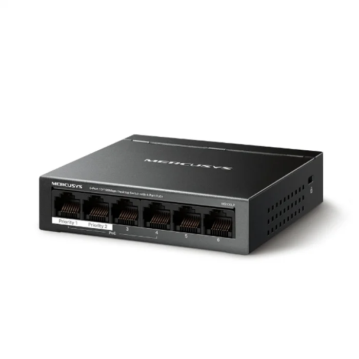 TP-LINK MERCUSYS MS106LP 6 Port Mbit 4 Port Poe+ 40W 2xMbit Uplink Desktop Yönetilemez Switch