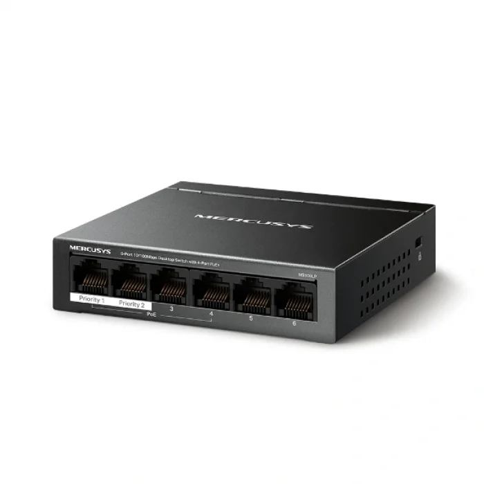 TP-LINK MERCUSYS MS106LP 6 Port Mbit 4 Port Poe+ 40W 2xMbit Uplink Desktop Yönetilemez Switch