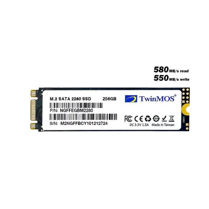 TWINMOS NGFFEGBM2280 M.2 256GB (580/550MB/s) PCIe SATA (3D NAND) SSD Disk (22x80MM)