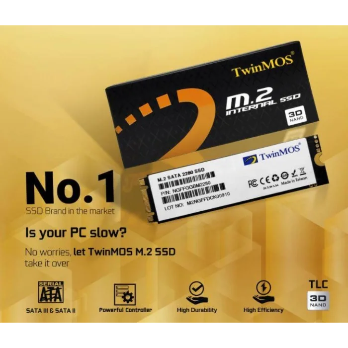 TWINMOS NGFFEGBM2280 M.2 256GB (580/550MB/s) PCIe SATA (3D NAND) SSD Disk (22x80MM)