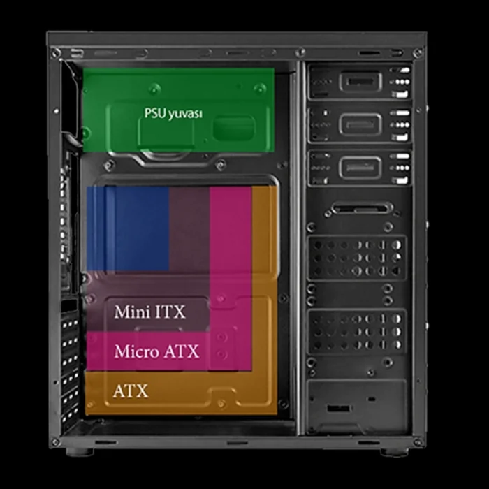 VENTO TA-K61 650W 80+ Siyah-Gümüş Mid Tower ATX Kasa