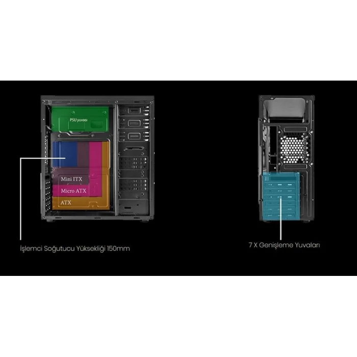 VENTO TA-K62 650W Siyah Mid Tower ATX Kasa