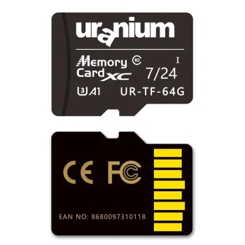 64GB URANIUM UR-TF-64G MICRO SD CARD U3 7/24 SURVEILLANCE 100/40MBS INDUSTRIAL HAFIZA KARTI (3 YIL GARANTİ)