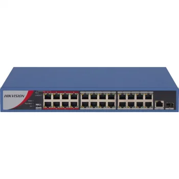 HIKVISION DS-3E0326P-E/M(B) 26 Port Mbit 24 Port PoE 250W 1xGbit+1xSFP Uplink Desktop Yönetilemez Metal Kasa Switch