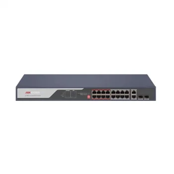 HIKVISION DS-3E0318P-E(C) 18 Port Mbit 16 Port PoE+ 250W 2xCombo Uplink Desktop Yönetilemez Metal Kasa Switch