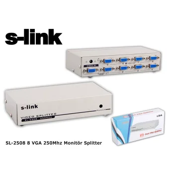 S-LINK SL-2508 8 Port VGA Monitör Çoklayıcı (250 MHZ)